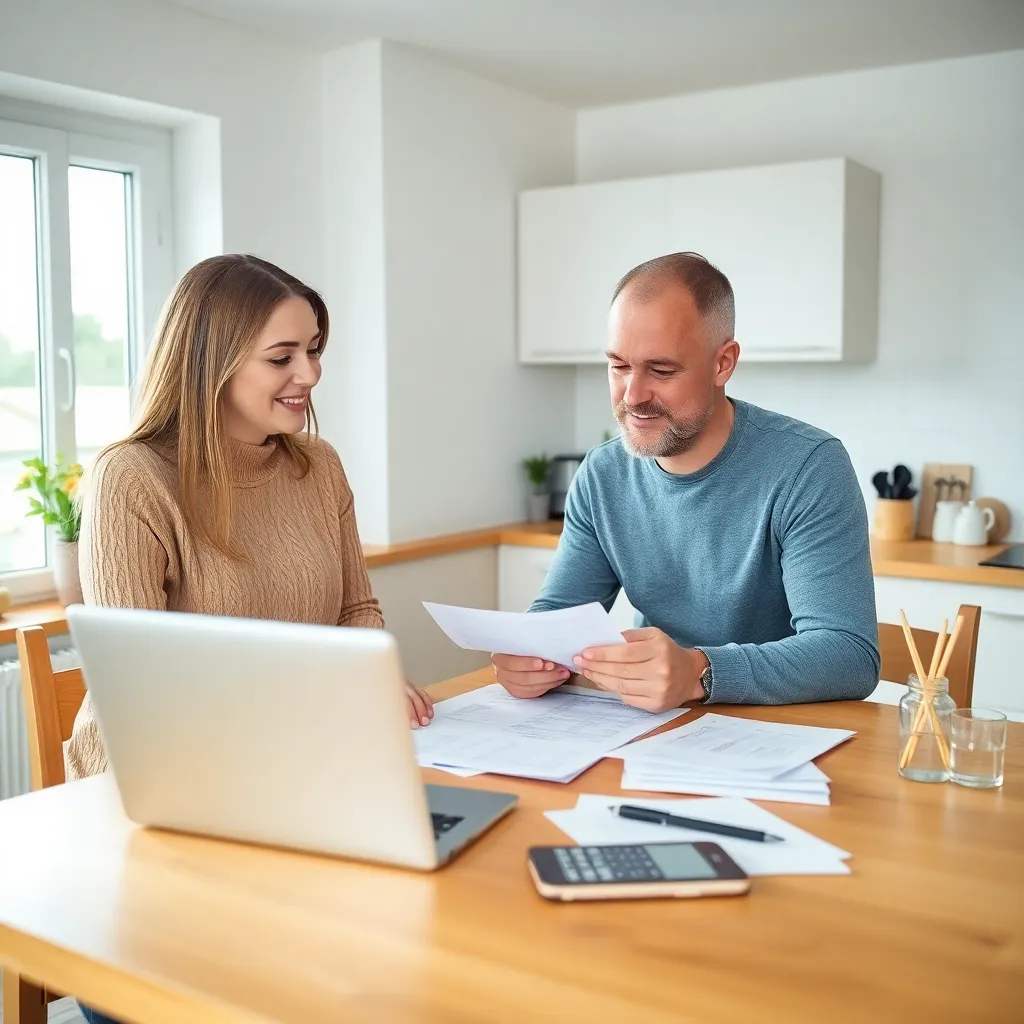 Nederlands gezin bespreekt financiën aan keukentafel met laptop en documenten
