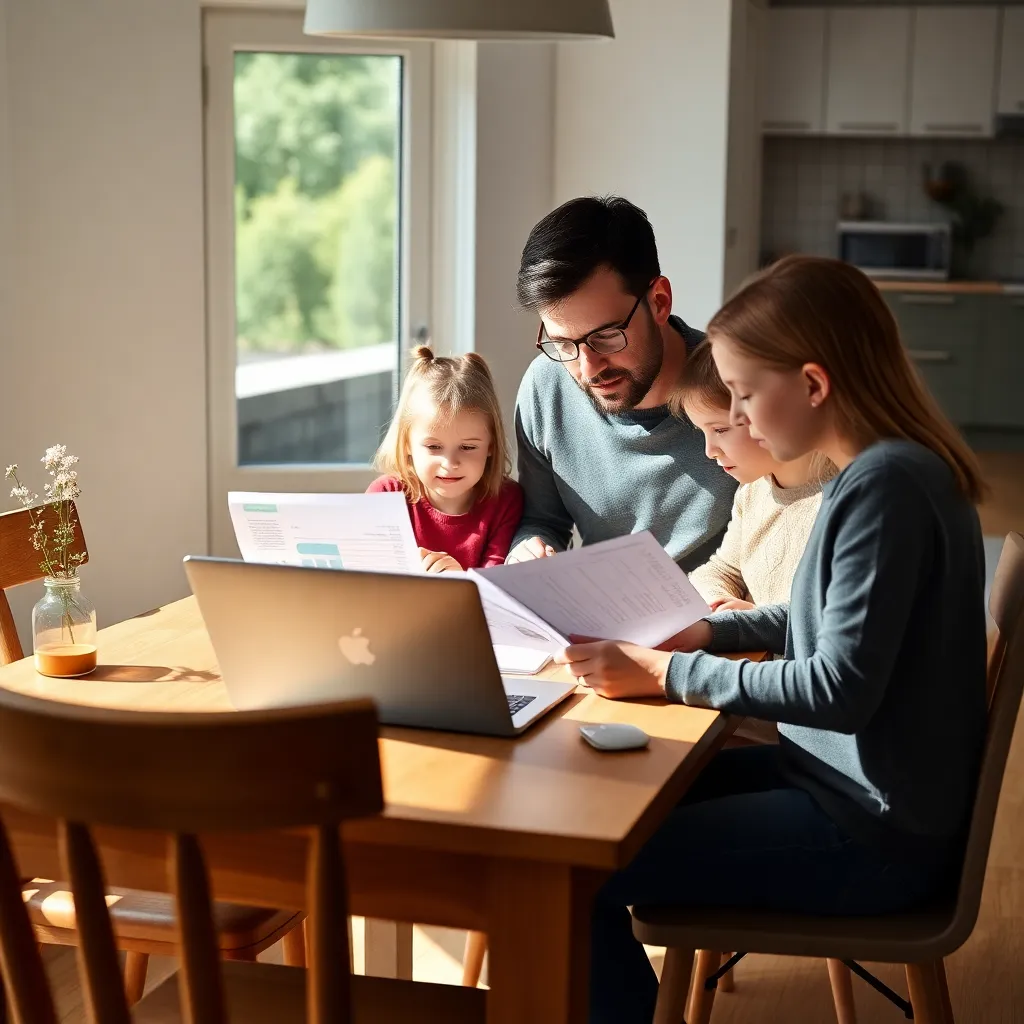Vader leert zoon sparen met spaarpot op tafel